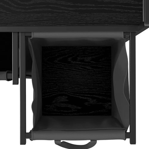 Kosz na pranie 2 przegrody z kółkami, czarny dąb na Arena.pl