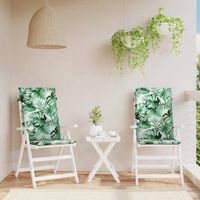 Poduszki na krzesła ogrodowe, 2 szt., wzór w liście, tkanina