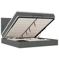 Rama łóżka otomana z materacem, szara, 180x200 cm, tkanina