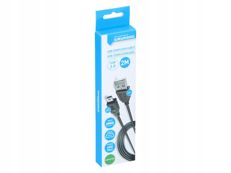 grundig kabel usb, usb-a do usb-mini-b 2.0, 2 m zdjęcie 1