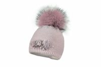 Jamiks BETTINA czapka dla dziewczynki na zimę pudrowy róż 48-50