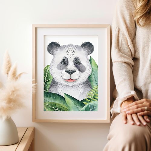 Plakat miś panda, panda zielone liście 61x91 cm na Arena.pl