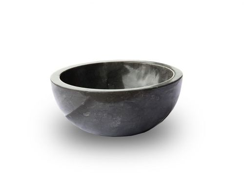 Umywalka z naturalnego kamienia Gemma 501 polerowany marmur Ø 50 cm Czarny na Arena.pl