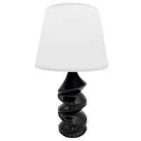 LAMPA STOŁOWA CZARNA Z BIAŁYM KLOSZEM LAMPKA NOCNA NOWOCZESNA GLAMOUR