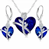 PIĘKNY KOMPLET BIŻUTERII SREBRNEJ DAMSKIEJ SERCA