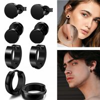 4x KOLCZYKI MĘSKIE I DAMSKIE CZARNE HUGGIE STAL CHIRURGICZNA