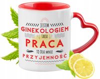 Kubek Dla Ginekologa Czerwony Z Uszkiem W Kształcie Serca Na Prezent