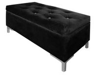 Pufa kryształki pikowana tapicerowana Glamour czarna ze schowkiem