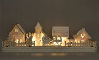 Wioska drewniana z oświetleniem LED 12x40 cm