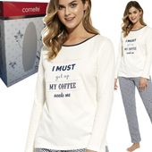 CORNETTE piżama damska 655/311 COFFEE kawa ecru