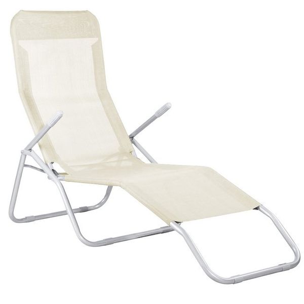 Leżak grawitacyjny ogrodowy beżowy zero gravity zdjęcie 2