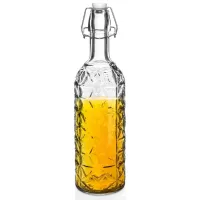 Butelka szklana zdobiona na alkohol wino nalewkę likier syrop sok z korkiem klipsem 0,75 l