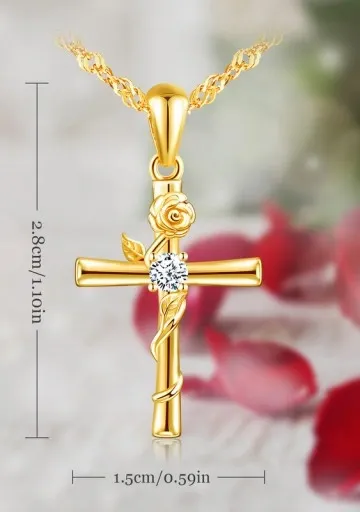 ZŁOTY NASZYJNIK KOMUNIA CHRZEST KRZYŻYK ŁAŃCUSZEK SREBRO POZŁACANE zdjęcie 7