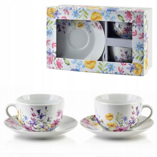 Filiżanka z podstawką JOY Komplet 2 filiżanki ze spodkiem 245ml HTTC5670 na Arena.pl