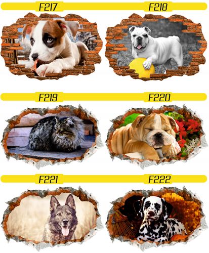 Naklejka samoprzylepna dziura 3D psy koty słodkie na Arena.pl