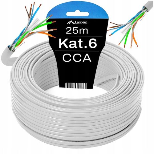 KABEL PRZEWÓD SIECIOWY LAN SKRĘTKA RJ45 UTP KAT.6 CAT.6 25M SZYBKI LANBERG na Arena.pl