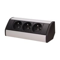 gniazdo meblowe 3x2p+z czarno-srebrne - on-9001/b-g