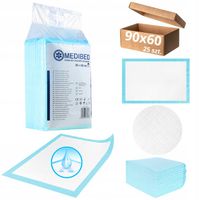 PODKŁADY CHŁONNE higieniczne MEDIBED 90X60 MOCNE niejałowe 25 SZT. 810ml
