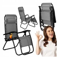 LEŻAK OGRODOWY PLAŻOWY FOTEL SKŁADANY ZERO GRAVITY TURYSTYCZNY KRZESŁO 2w1