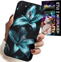 ETUI DO SAMSUNG GALAXY A81 - TURKUSOWE LILIE KWIATY OBUDOWA + SZKŁO