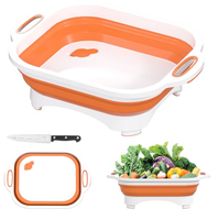 Gintan Składana Deska do Krojenia 3 w 1 z Nożem Szara Wielofunkcyjna