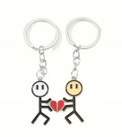 Breloczki Komplet dla Par dla Zakochanych Dwa Ludziki z Sercem Magnetyczne