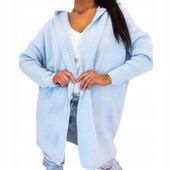 Długi KARDIGAN damski OVERSIZE pachnący baby blue