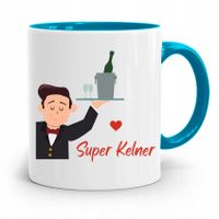 Dla Kelnera Kubek Błękitny Super Kelner Prezent Z Nadrukiem Ze Zdjęciem