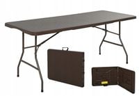 Stół ogrodowy bankietowy składany brąz rattan 180 x 76 x 74 cm