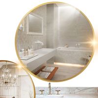 OKRĄGŁE LUSTRO DO ZAWIESZENIA NA ŚCIANĘ LOFTOWE ZŁOTA RAMKA UCHWYT 50CM