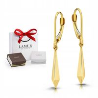 ZŁOTE KOLCZYKI WISZĄCE 585 SOPLE NOWOCZESNE IDEALNE NA PREZENT + GRATISY