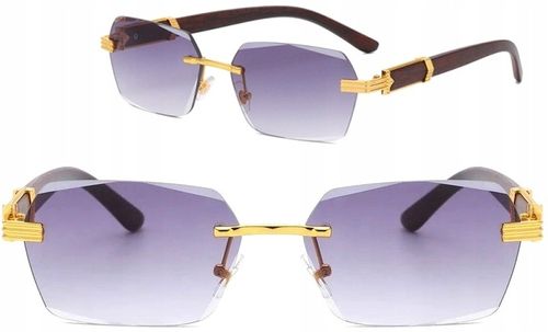 Okulary Przeciwsłoneczne bezramkowe prostokątne Damskie męskie UV400 Brąz na Arena.pl