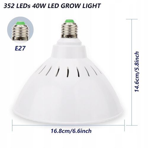 MOCNA ŻARÓWKA LED E27 GROW 352led DO UPRAWY ROŚLIN na Arena.pl