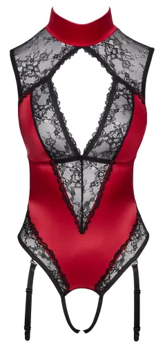 cottelli lingerie body satynowo-koronkowe czerwone s regulowane na Arena.pl