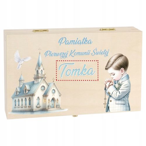 Pamiątka Komunii Świętej dla Chłopca Prezent na Komunię Pudełko na Arena.pl
