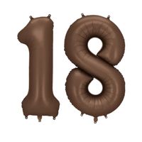 Balony foliowe liczba 18 brązowy kawowy, 86 cm