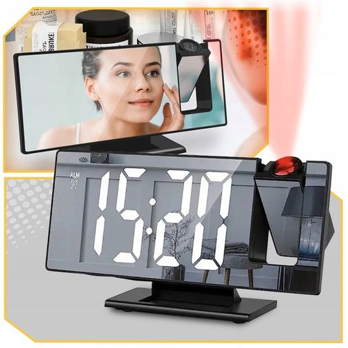 ZEGAR Budzik ELEKTRONICZNY z projektorem LED cyfrowy LUSTRO TERMOMETR 4w1 na Arena.pl