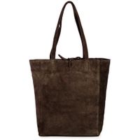 VERA PELLE torebka damska zamszowa shopper z rzemykami V462 c.brązowa