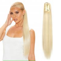 KUCYK Kręcone Doczepiany Włosy Kucyki Pony Dopinki Kitka 55CM Jasny Blond