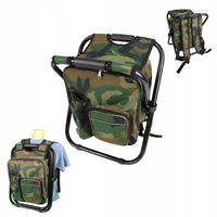 KRZESEŁKO WĘDKARSKIE TURYSTYCZNE KRZESŁO PLECAK Z TORBĄ TERMICZNĄ MORO