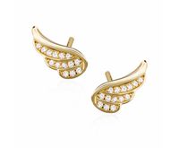 Delikatne pozłacane srebrne kolczyki celebrytka skrzydła skrzydełka wings cyrkonie srebro 925 Z1320E_G