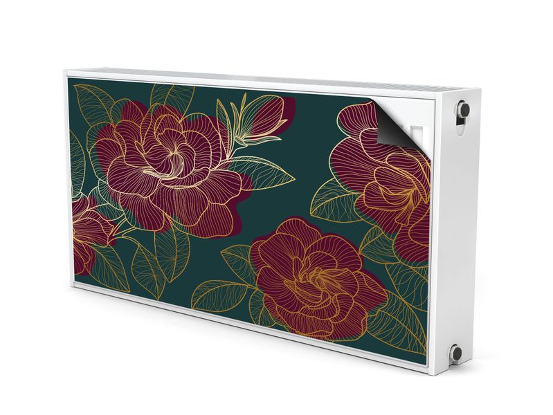 Mata MAGNETYCZNA Na Kaloryfer Kwitnące Róże Styl Line-art 80cm x 60cm zdjęcie 2