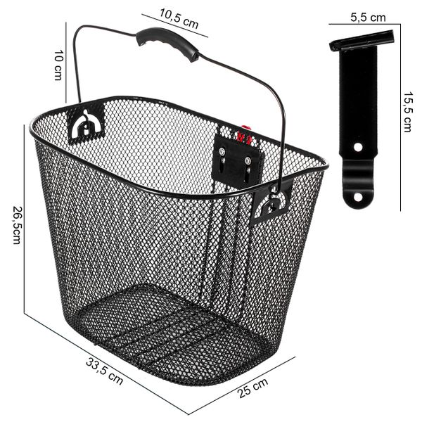 Metalowy Koszyk na Rower, Kierownicę + Wkład zdjęcie 3