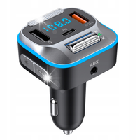 TRANSMITER ŁADOWARKA SAMOCHODOWA BLUETOOTH FM SAMOCHODOWY USB C JACK QC 3.0