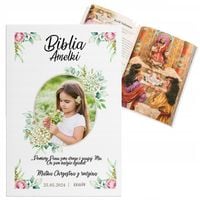 Biblia NA KOMUNIE Pamiątka Komunii Świętej Prezent WZORY ZE ZDJĘCIEM IMIĘ