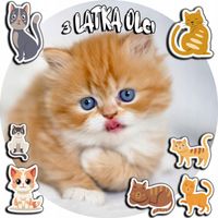 OPŁATEK NA TORT 20CM - KOTEK KOT KOCI KOTKI + IMIĘ + ! 15CM 18CM