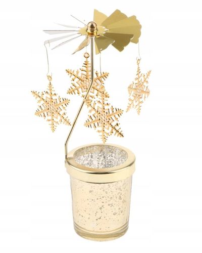 ŚWIECZNIK OBROTOWY ŚWIĄTECZNY OZDOBNY DONICZKA OZDOBA GWIAZDKI ZŁOTY AG712 na Arena.pl