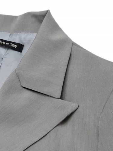 Nowoczesny GARNITUR DAMSKI Szary, Krótka Marynarka i Szerokie Spodnie, r.M na Arena.pl