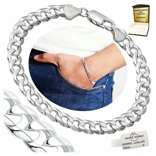 BRANSOLETKA SREBRNA MĘSKA 925 PEŁNA WŁOSKA PANCERKA NA PREZENT + GRAWER na Arena.pl