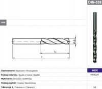 FANAR Wiertło do stali nierdzewnej INOX 3,0 mm kobaltowe HSS-Co - 10 szt.